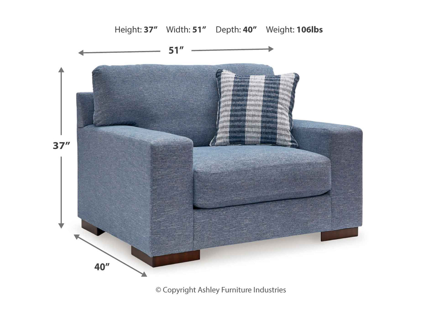 Sofá 1 cuerpo Nuvella denim lavable