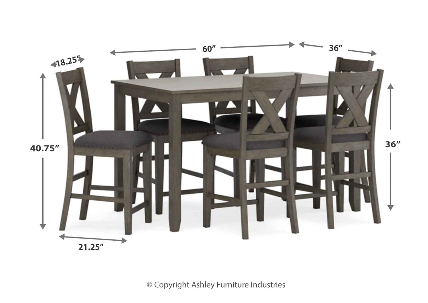 Juego comedor alto Caitbrook (set 7 piezas)