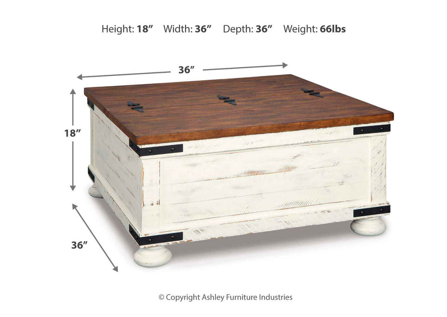 Mesa de centro cubierta elevable Wystfield