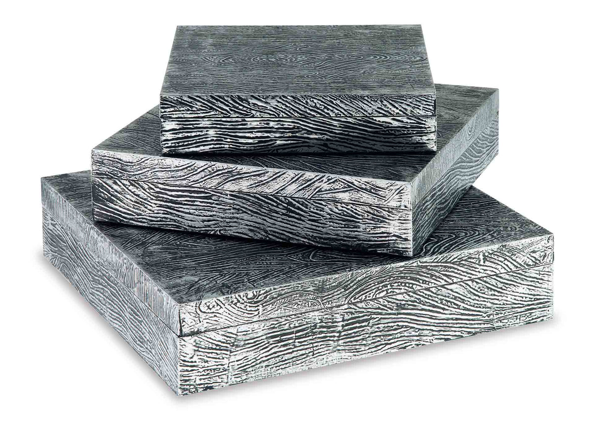 Cajas de almacenamiento Keldy (set 3 piezas) - Antique Pewter Finish