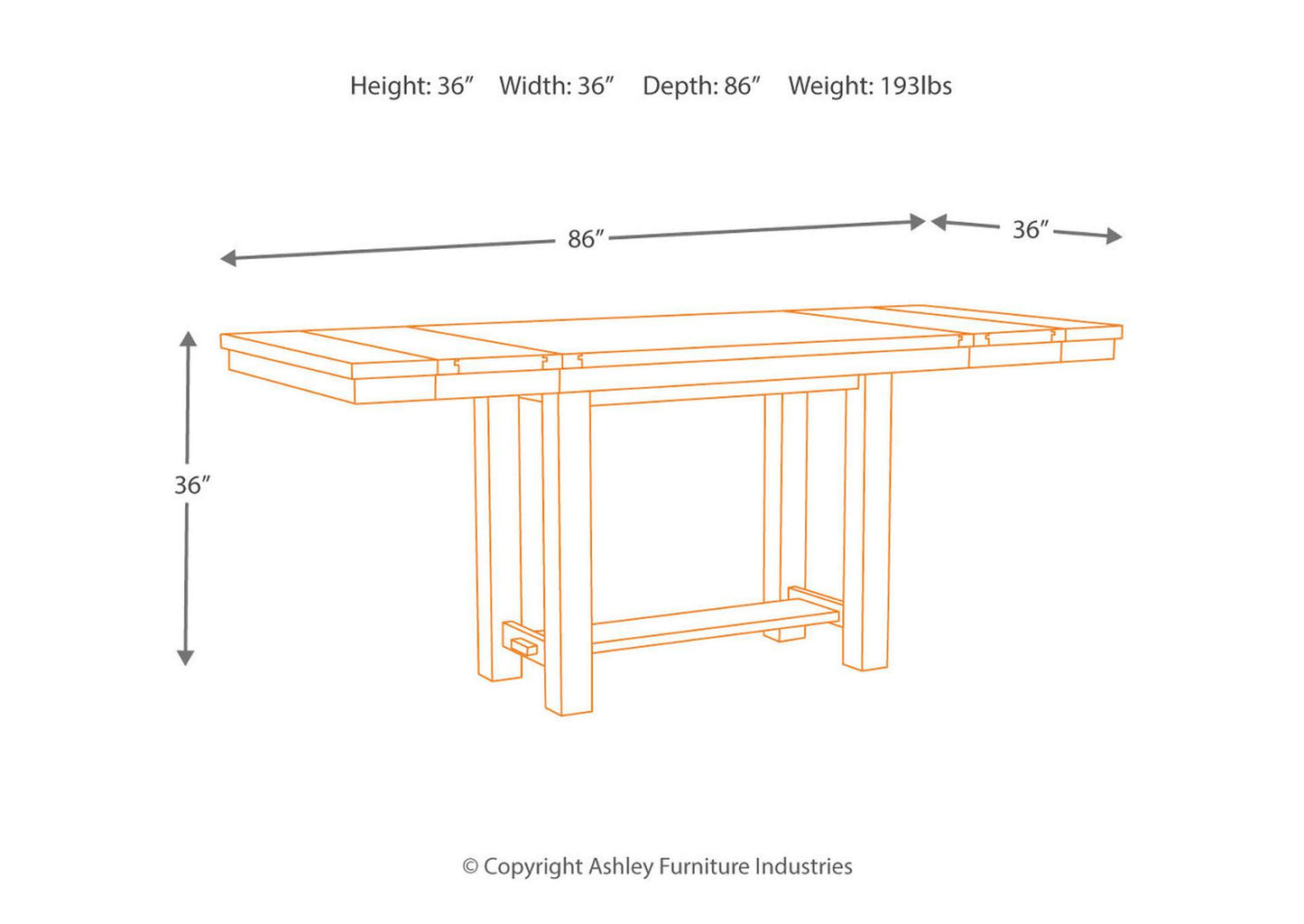 Mesa comedor alta Moriville extensible