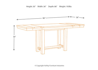 Mesa comedor alta Moriville extensible