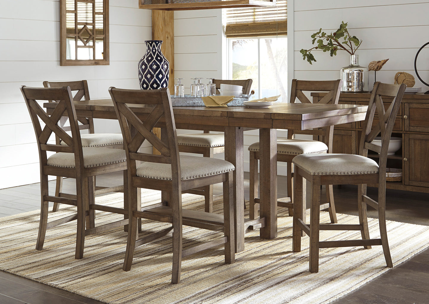 Juego comedor alto Moriville (7 piezas)