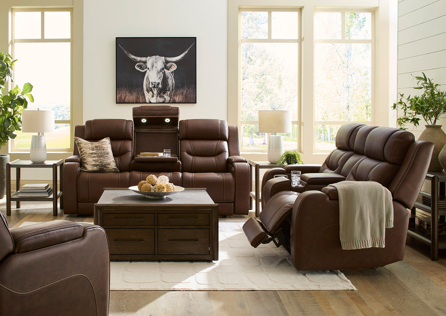 Sofá reclinable 3 cuerpos Dreamer brown con sistema de audio