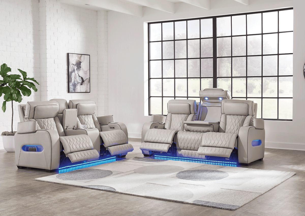 Conjunto Sofás reclinables eléctricos cuero Boyington