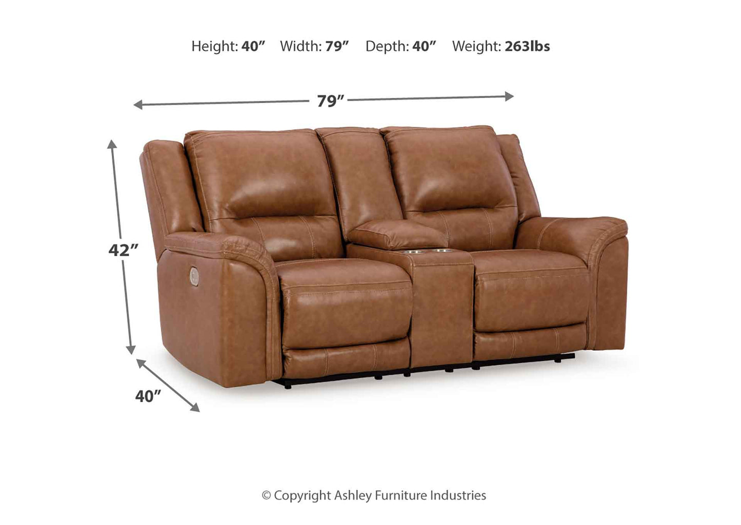 Sofá reclinable cuero eléctrico 2 cuerpos Trasimeno caramel