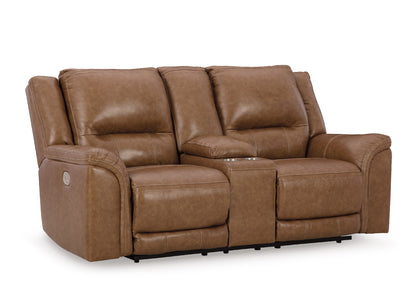 Sofá reclinable cuero eléctrico 2 cuerpos Trasimeno caramel