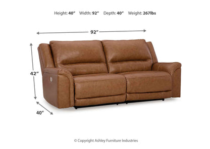 Sofá reclinable cuero eléctrico 2 cuerpos Trasimeno caramel