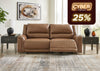 Sofá cuero reclinable 3 cuerpos Trasimeno caramel