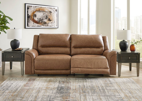 Sofá cuero reclinable 3 cuerpos Trasimeno caramel