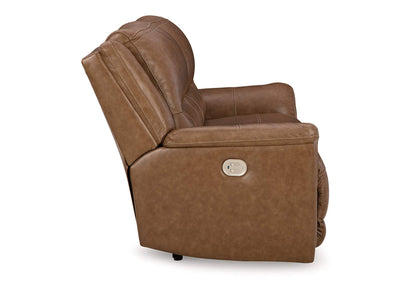 Sofá reclinable cuero eléctrico 2 cuerpos Trasimeno caramel