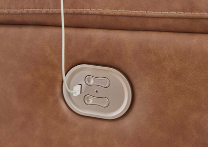 Sofá reclinable cuero eléctrico 2 cuerpos Trasimeno caramel