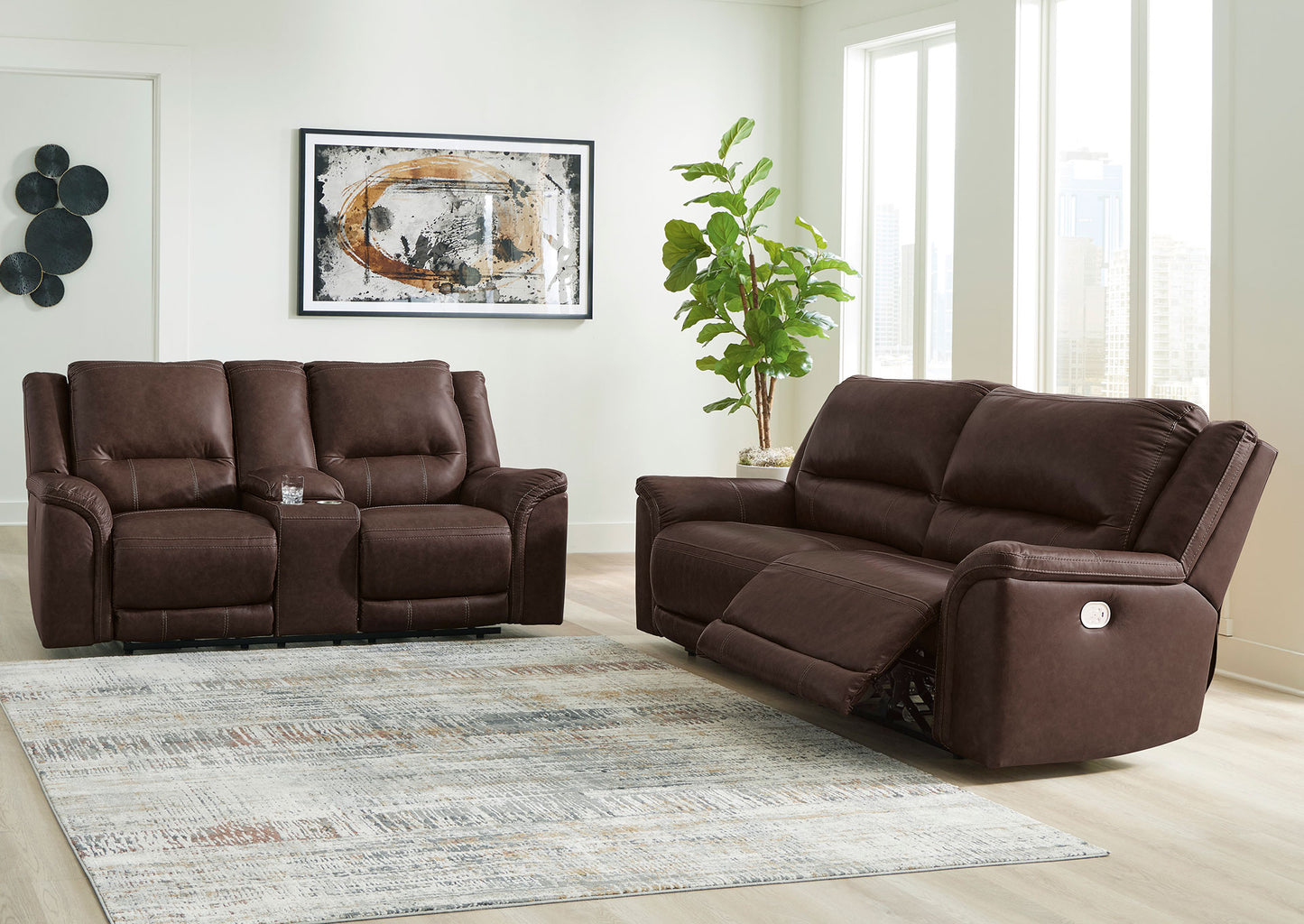 Sofá reclinable eléctrico 2 cuerpos Trasimeno dark brown
