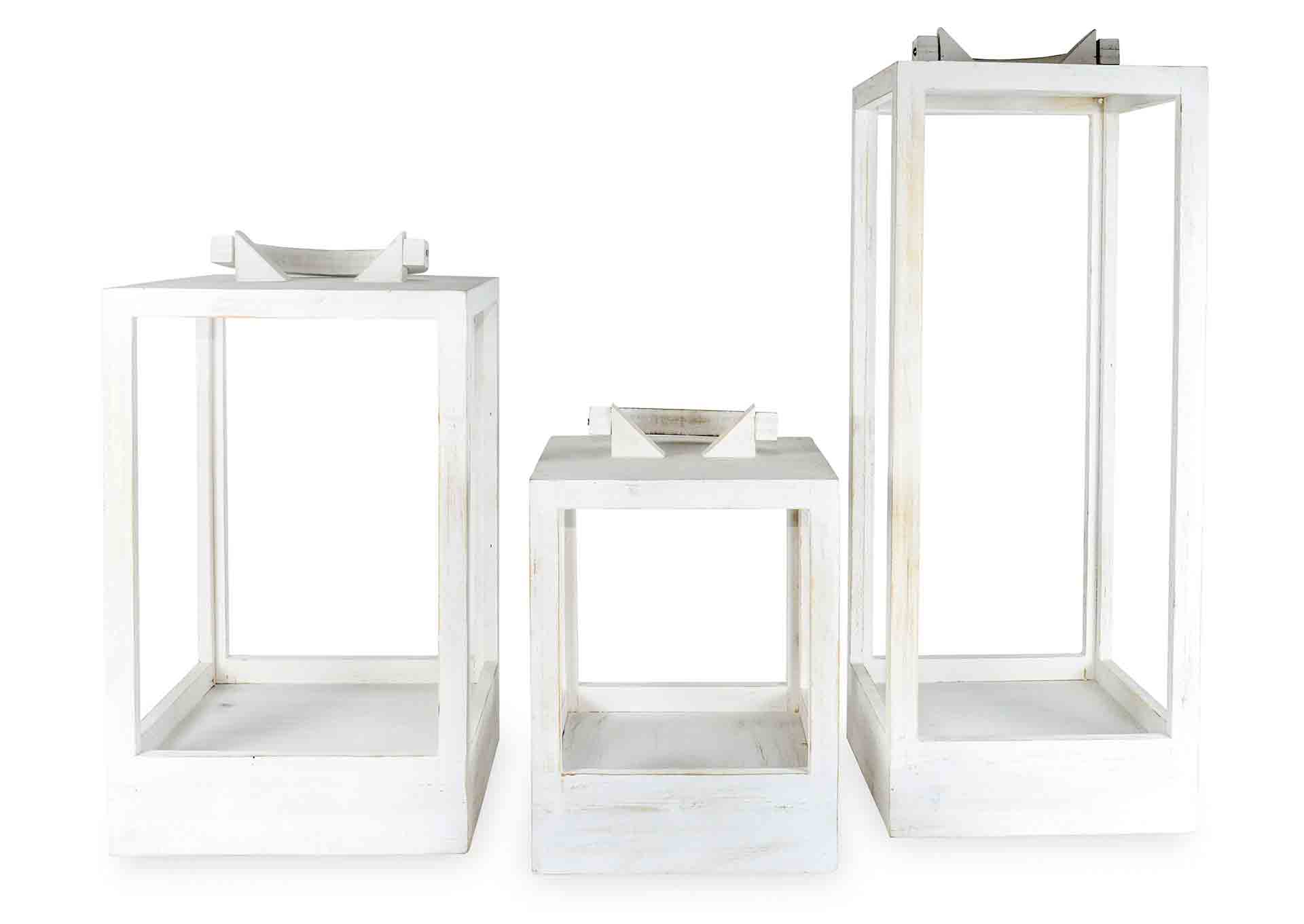 Candelabro Lantern white (set 3 piezas)